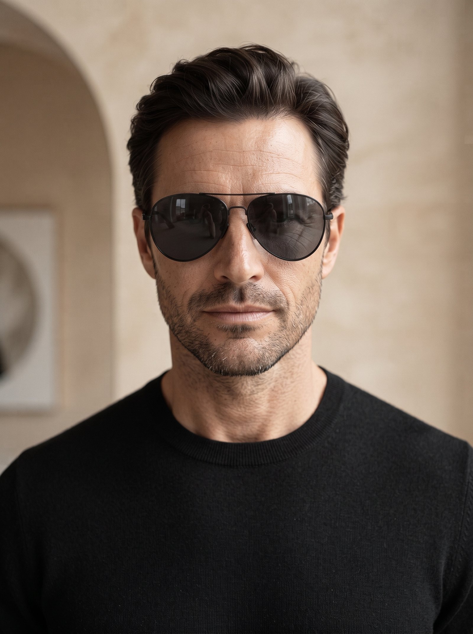 Classic Black Aviator Sunglasses - Image 2